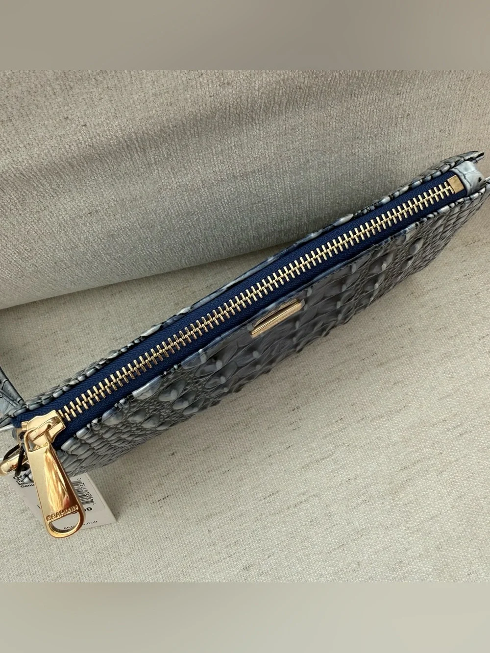 Brahmin Daisy Clutch Wristlet Bellbottom Blue Ombre Melbourne Leather